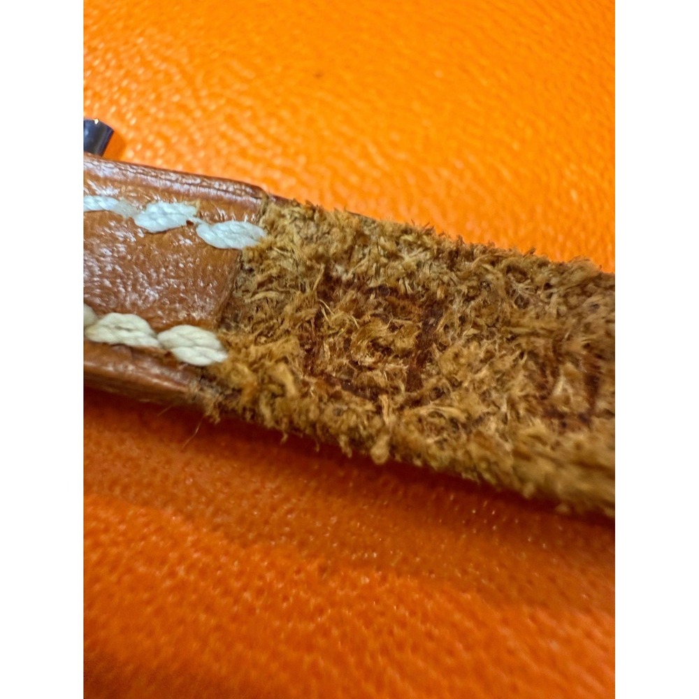 Hermes Unisex Leather Cognac Bracelet Silver H Buckle Square G w/ COA - Picture 5 of 9